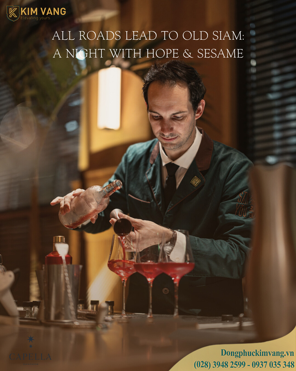 dong phuc nha vien bartender dong phuc kim vang capella bangkok