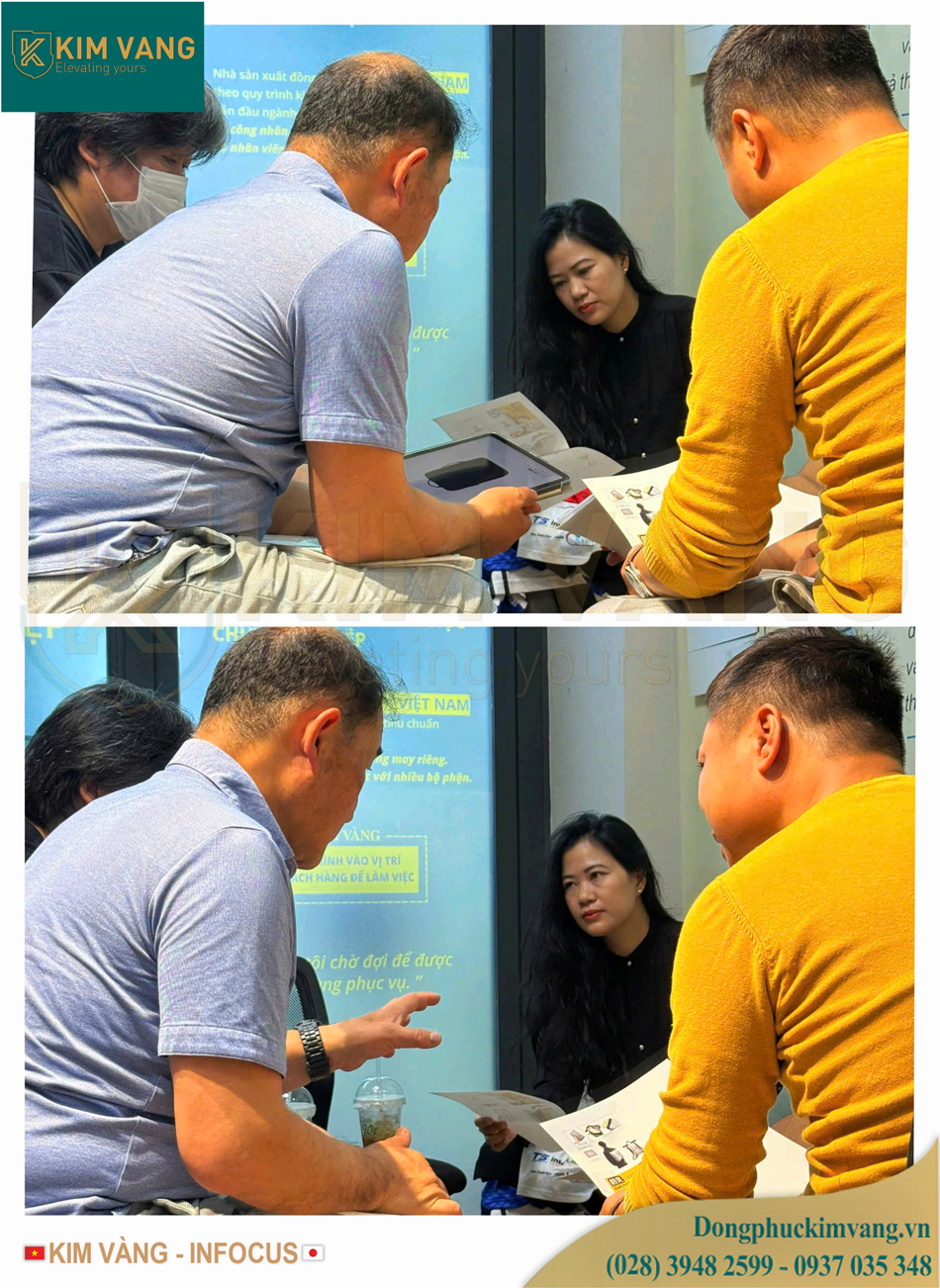 Khách Nhật kiểm duyệt thiết kế đồng phục Kim Vàng