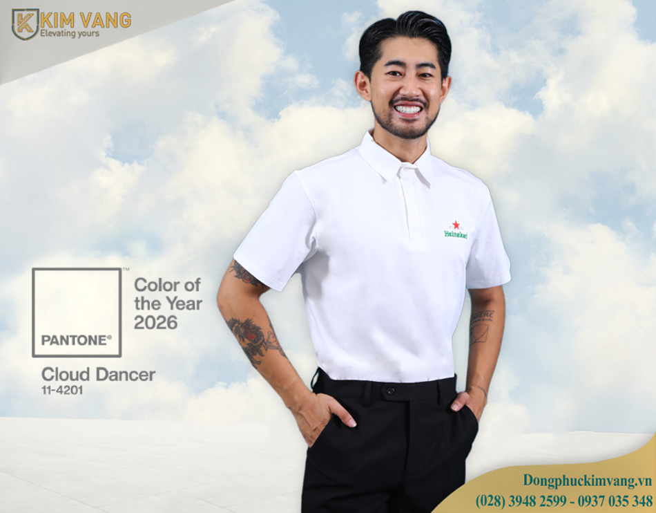 kim vang thiet ke va san xuat dong phuc ao thun mau cloud dancer 2026