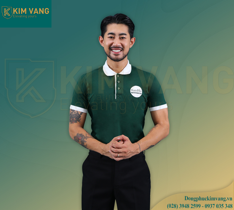 áo polo đồng phục xanh lục bảo