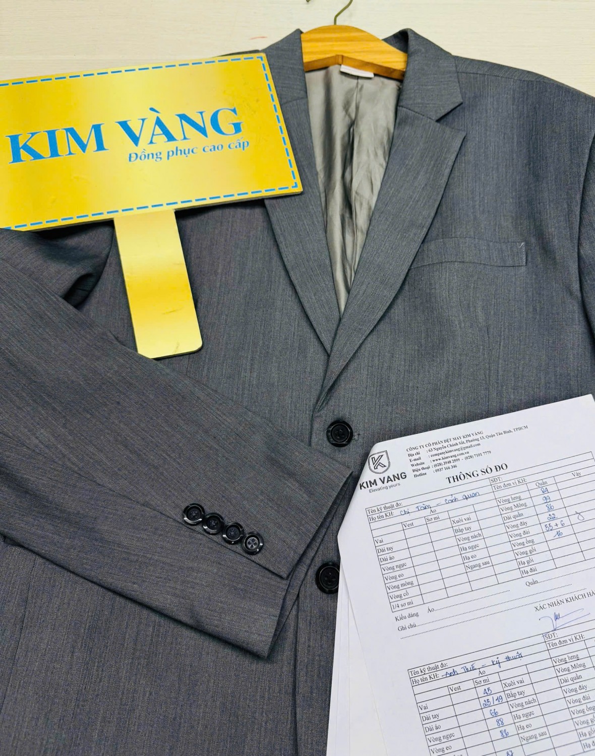 phiếu thông số may đo đồng phục Kim Vàng