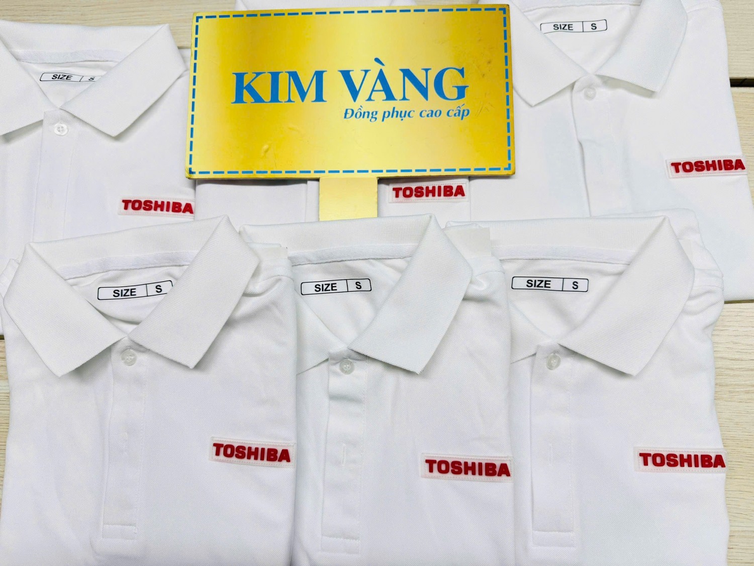 Áo thun polo công sở trắng thành phẩm Kim Vàng