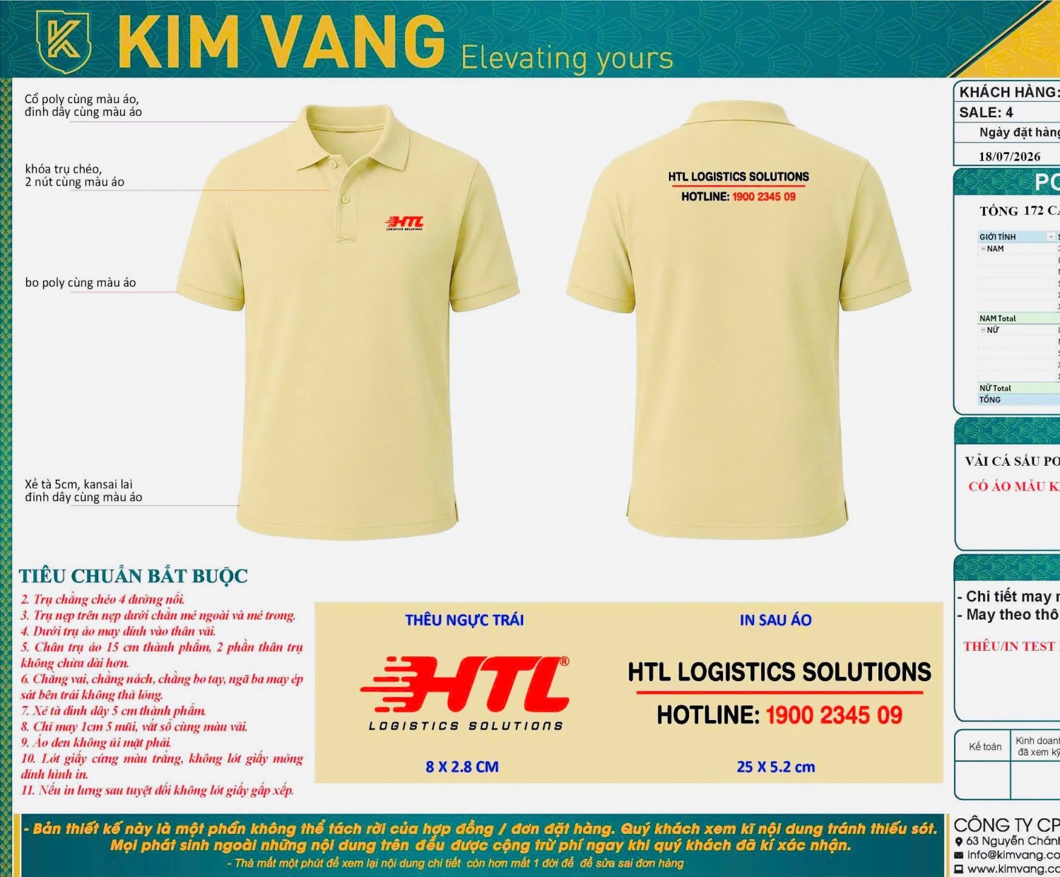 Thiết kế in và thêu logo áo polo HTL