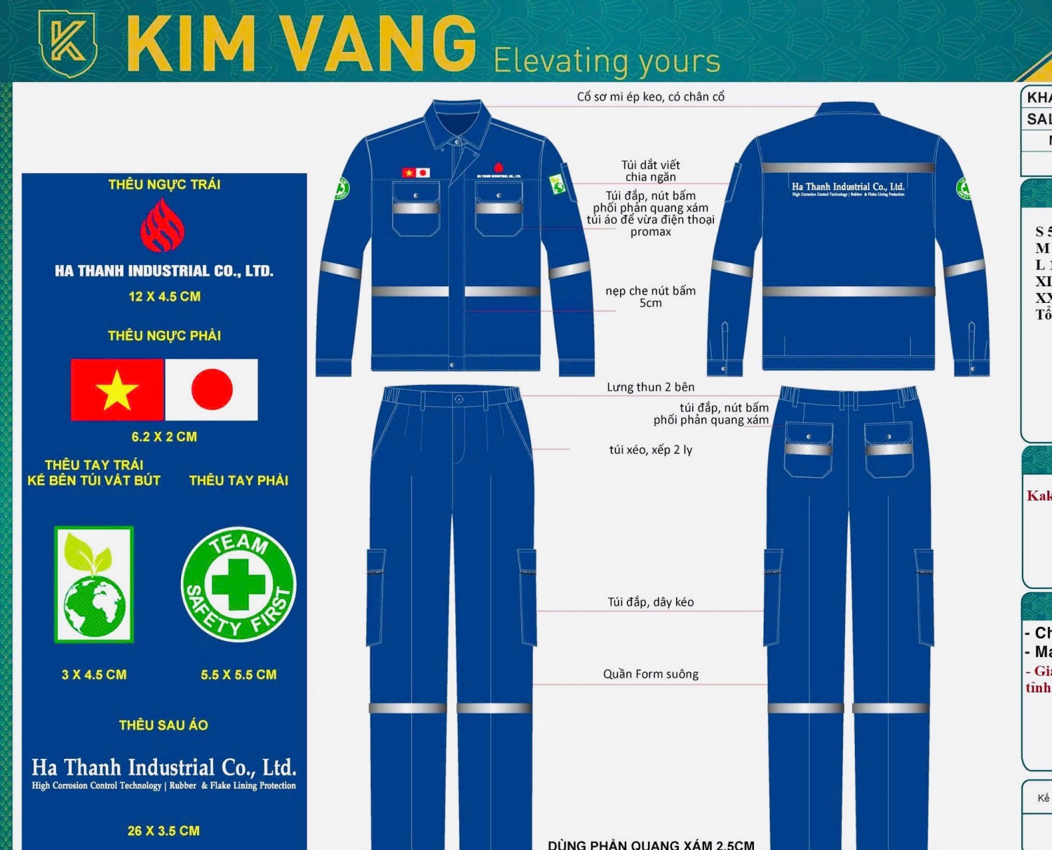 Bản thiết kế vị trí thêu logo đồng phục Hà Thành