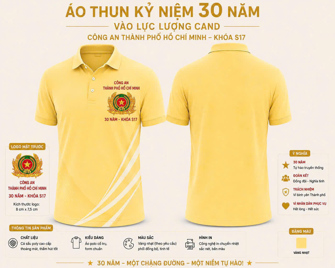 Thiết kế áo polo vàng kỷ niệm