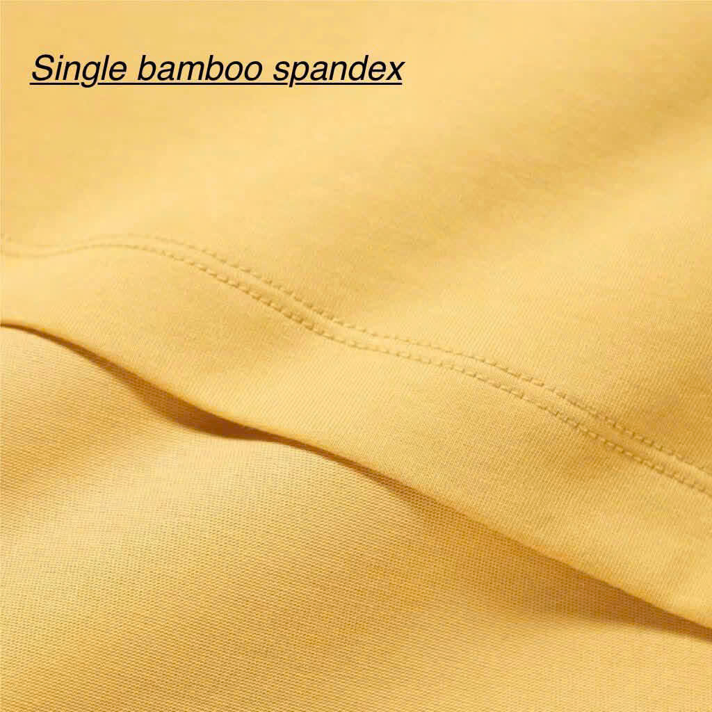 Mẫu vải Single Bamboo Spandex màu vàng dùng để tham khảo chất liệu áo thun