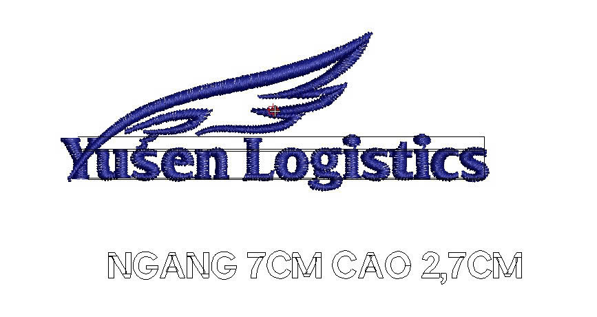 File kỹ thuật thêu logo Yusen Logistics kích thước 7 x 2,7 cm.