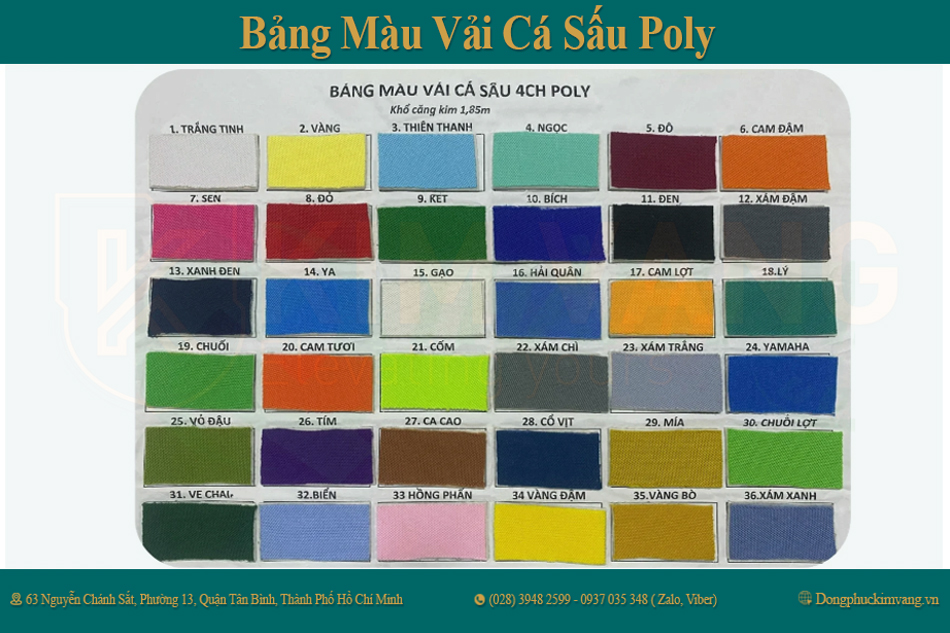 Bảng màu vải cá sấu poly